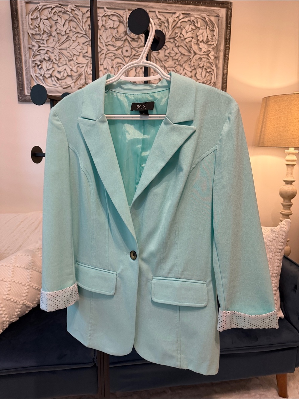 BCX Light Mint Green Single-Button Blazer